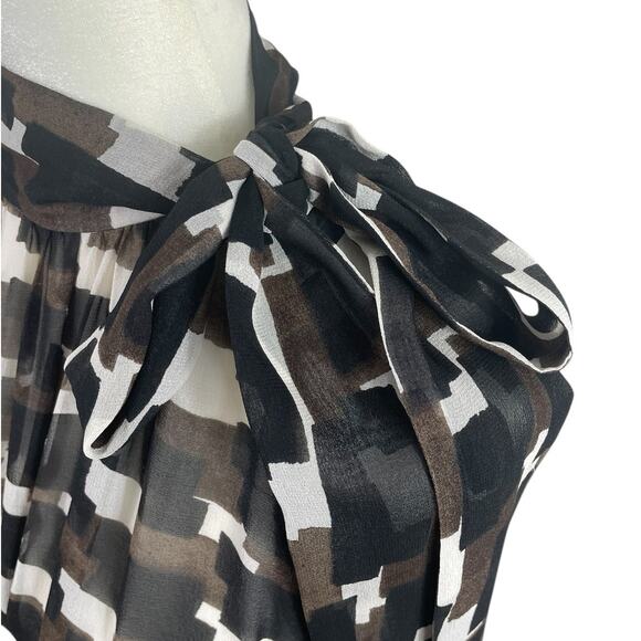 Vintage Banana Republic Silk Midi Dress Bow Geometric Print Y2K Size 6 NEW - Picture 7 of 16